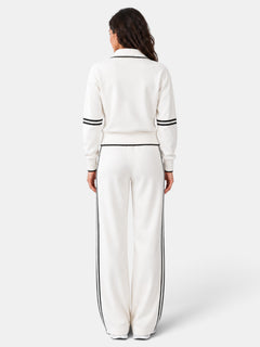 Women's Two-Piece Set - High Neck Top and Wide-Leg Pants