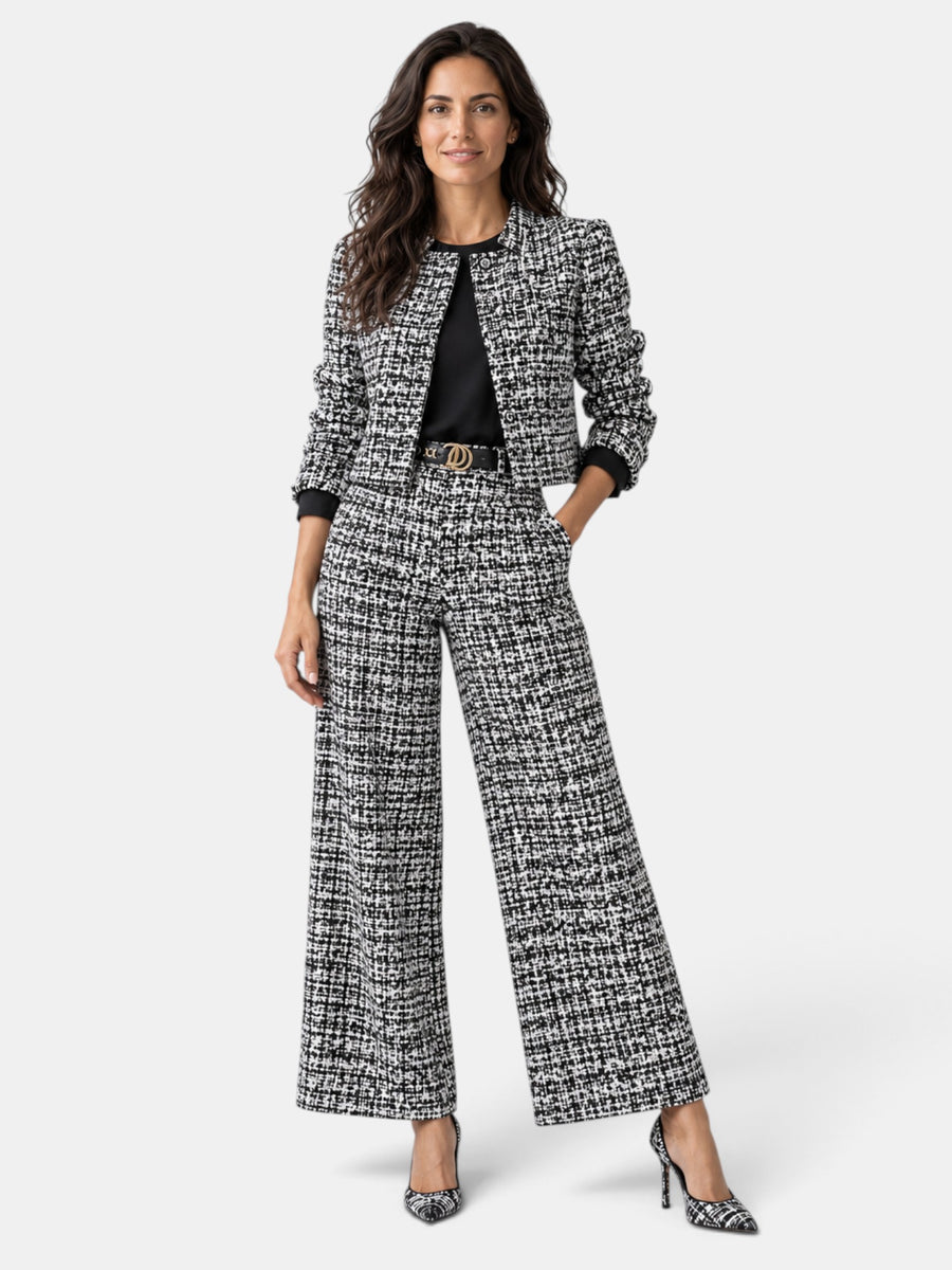 Women's Plaid Wide-Leg Pants Set