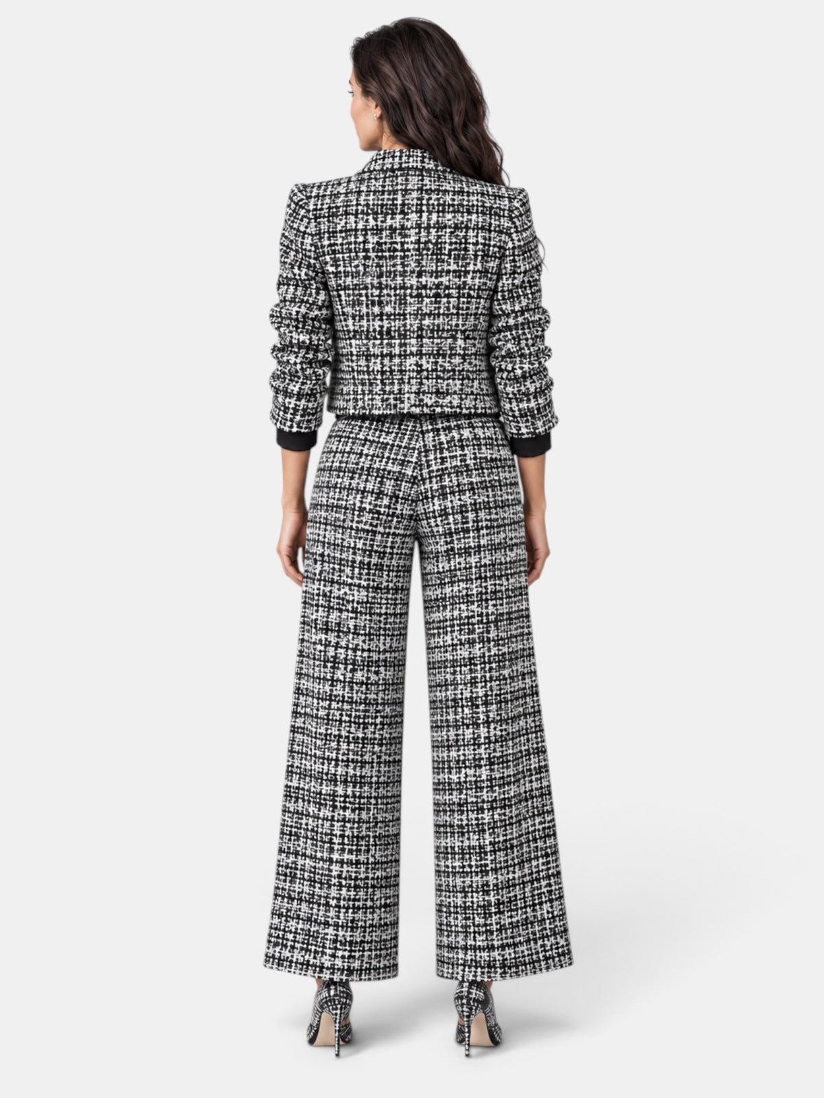 Women's Plaid Wide-Leg Pants Set
