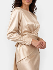 Conjunto Mujer Satén Champán Falda Sirena