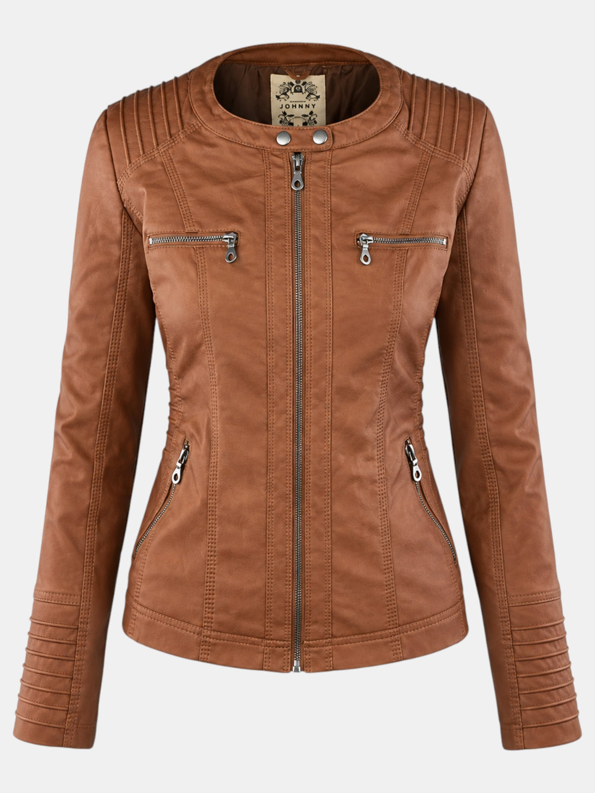 Women's Faux Leather Waterproof Hooded Jacket
