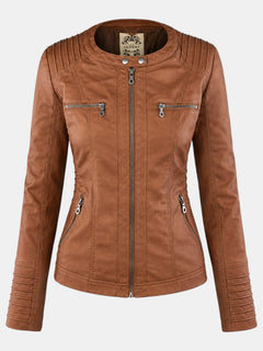 Women's Waterproof Faux Leather Hooded Jacket