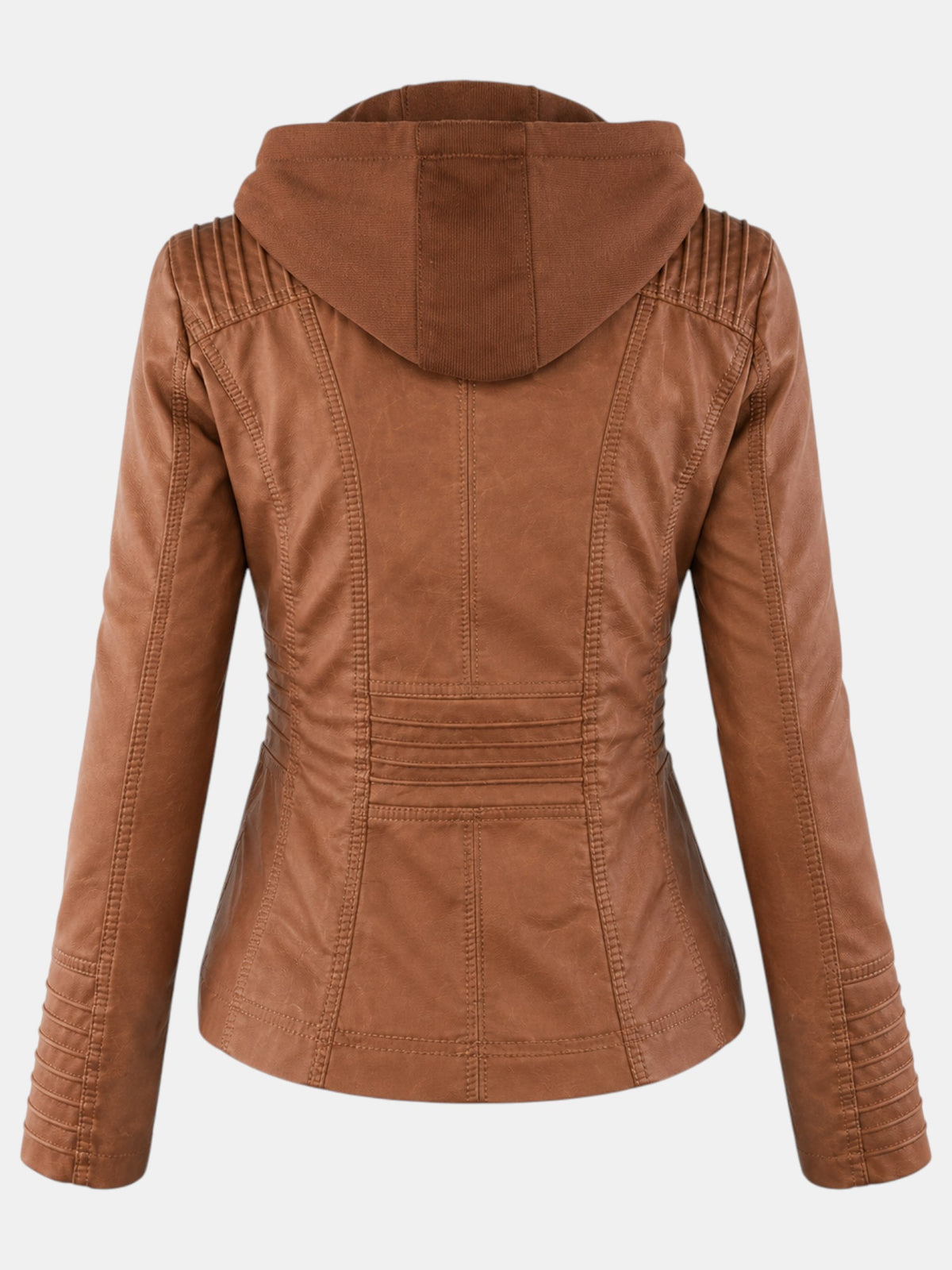 Women's Faux Leather Waterproof Hooded Jacket