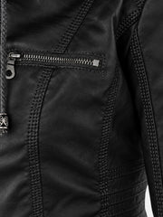 Women's Faux Leather Waterproof Hooded Jacket