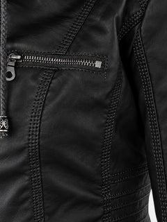 Women's Waterproof Faux Leather Hooded Jacket