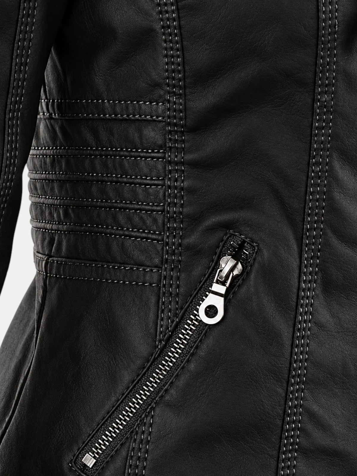 Women's Faux Leather Waterproof Hooded Jacket