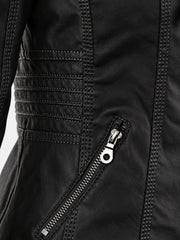 Women's Faux Leather Waterproof Hooded Jacket
