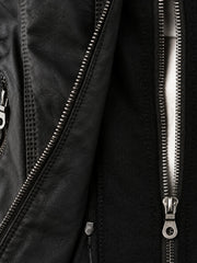Women's Faux Leather Waterproof Hooded Jacket