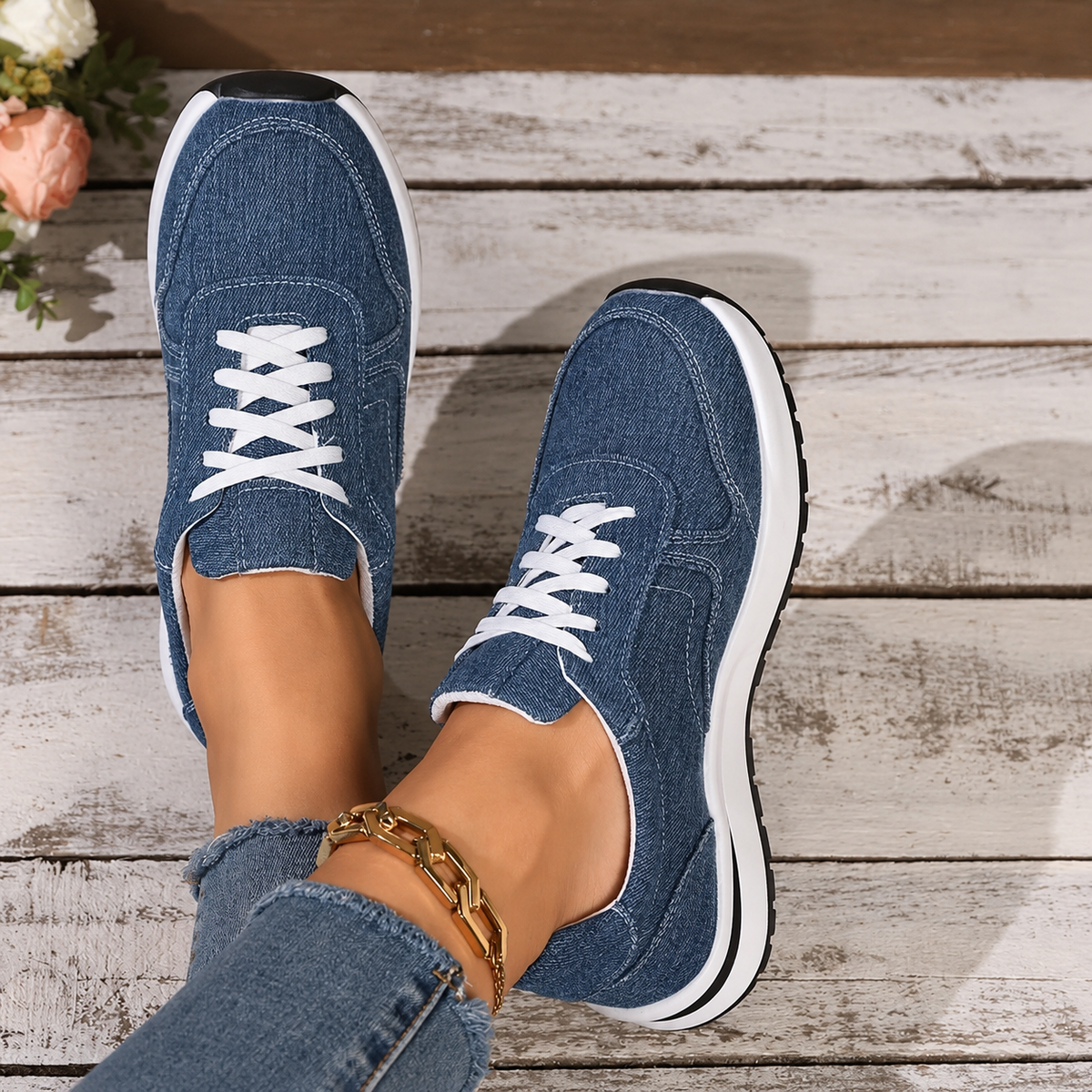 Zapatillas Barefoot de Lona para Mujer con Cordones
