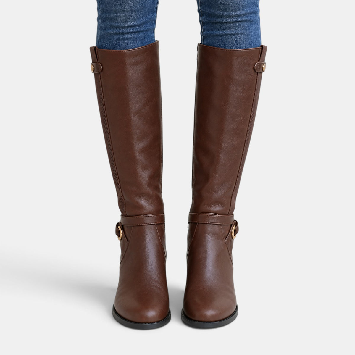 Botas Altas Ortopédicas de Piel para Mujer con Paneles Elásticos