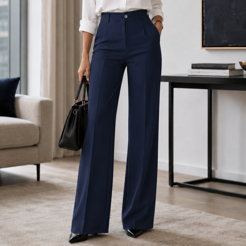 Pantalón Ancho Plisado de Talle Alto para Mujer
