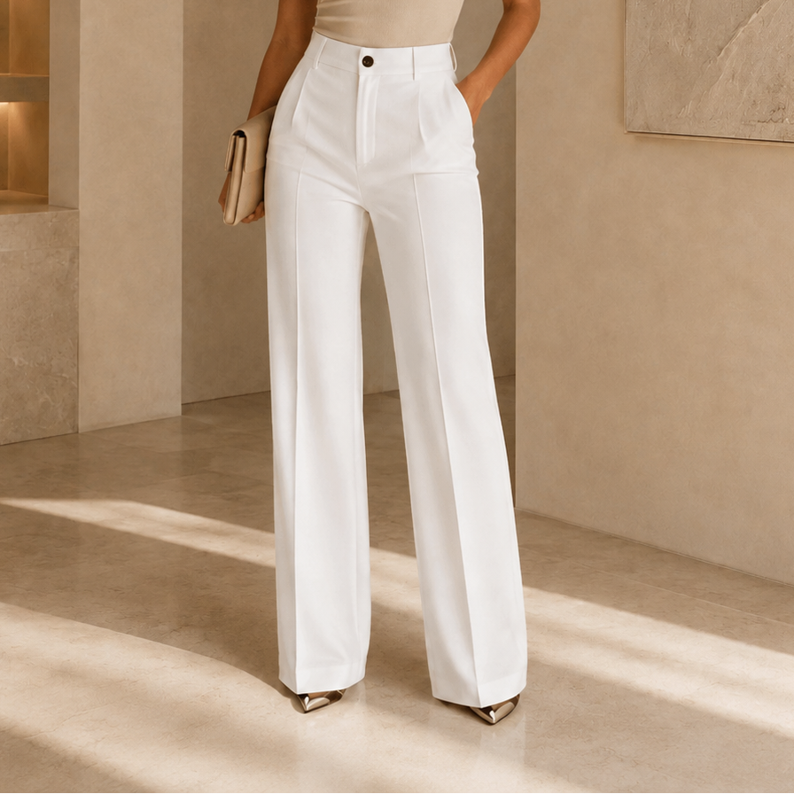 Pantalón Ancho Plisado de Talle Alto para Mujer
