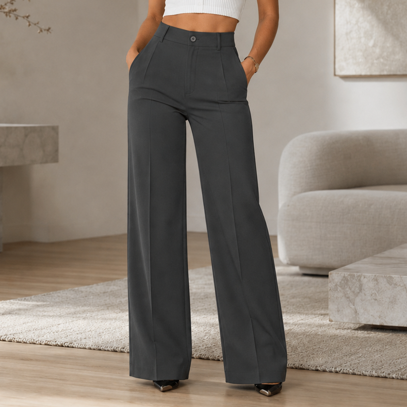 Pantalón Ancho Plisado de Talle Alto para Mujer