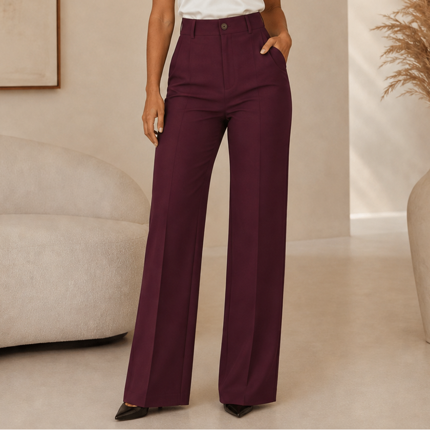 Pantalón Ancho Plisado de Talle Alto para Mujer