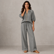 Conjunto Mujer Top con Cremallera y Pantalón Ancho