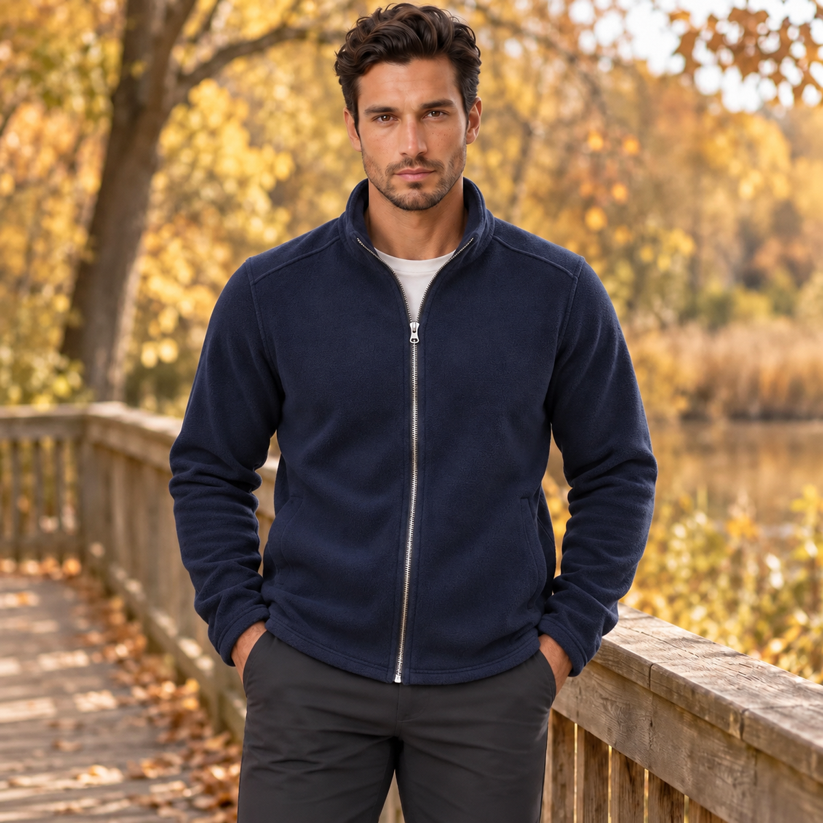 Sudadera Hombre con Cremallera Completa y Cuello Alto