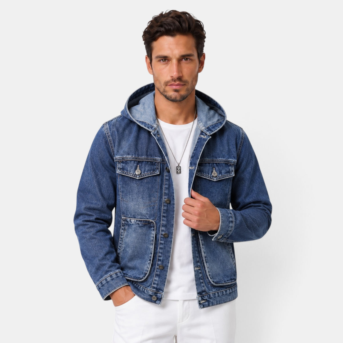Sudadera Vaquera Hombre con Capucha
