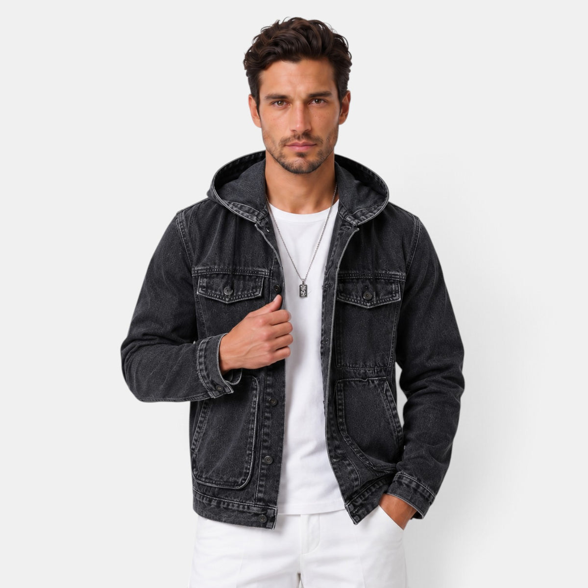 Sudadera Vaquera Hombre con Capucha