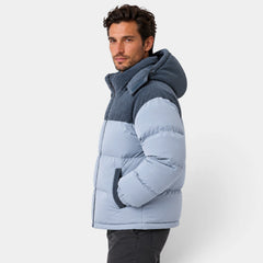 Chaqueta Hombre Acolchada con Capucha y Paneles de Pana