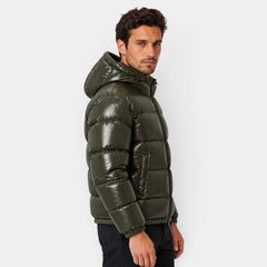 Chaqueta Hombre Acolchada con Capucha Acabado Brillante