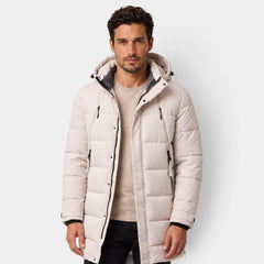 Parka Hombre Acolchada Cortavientos con Capucha