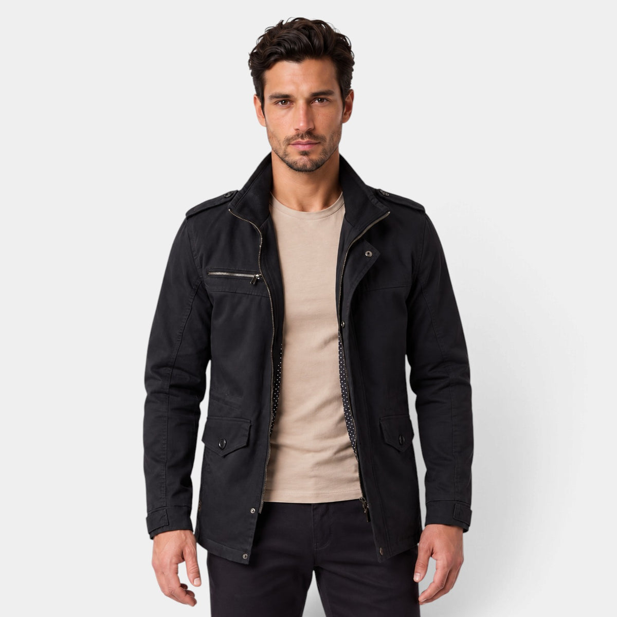Chaqueta Hombre Acolchada Entallada con Hombreras Clásica