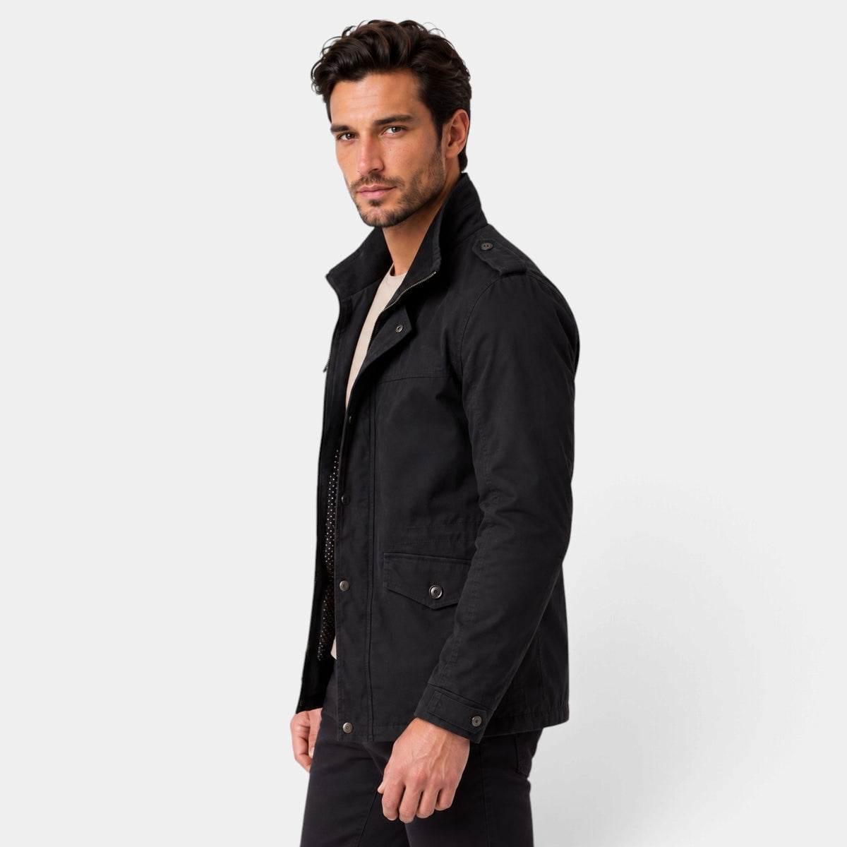 Chaqueta Hombre Acolchada Entallada con Hombreras Clásica
