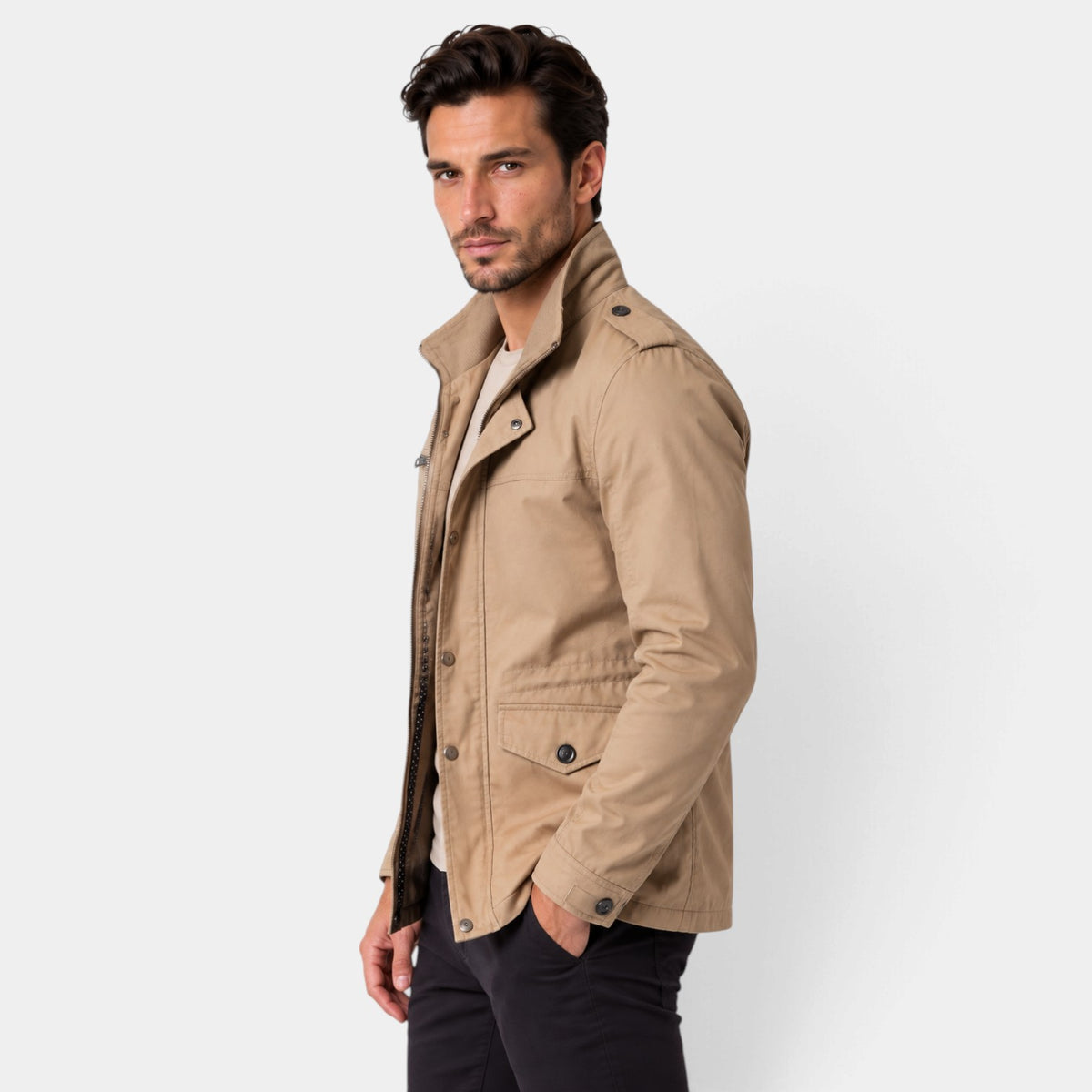 Chaqueta Hombre Acolchada Entallada con Hombreras Clásica