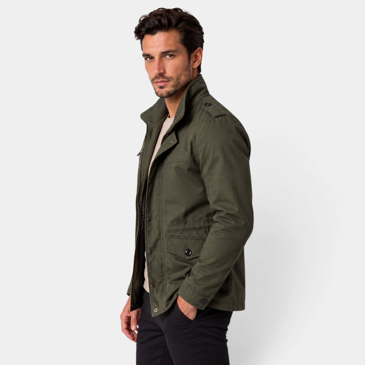 Chaqueta Hombre Acolchada Entallada con Hombreras Clásica