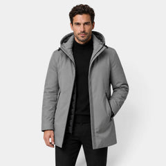 Parka Hombre con Capucha y Forro Acolchado Largo Medio