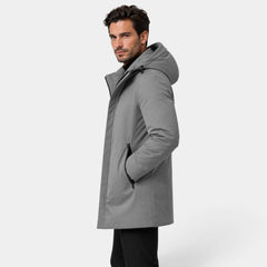 Parka Hombre con Capucha y Forro Acolchado Largo Medio