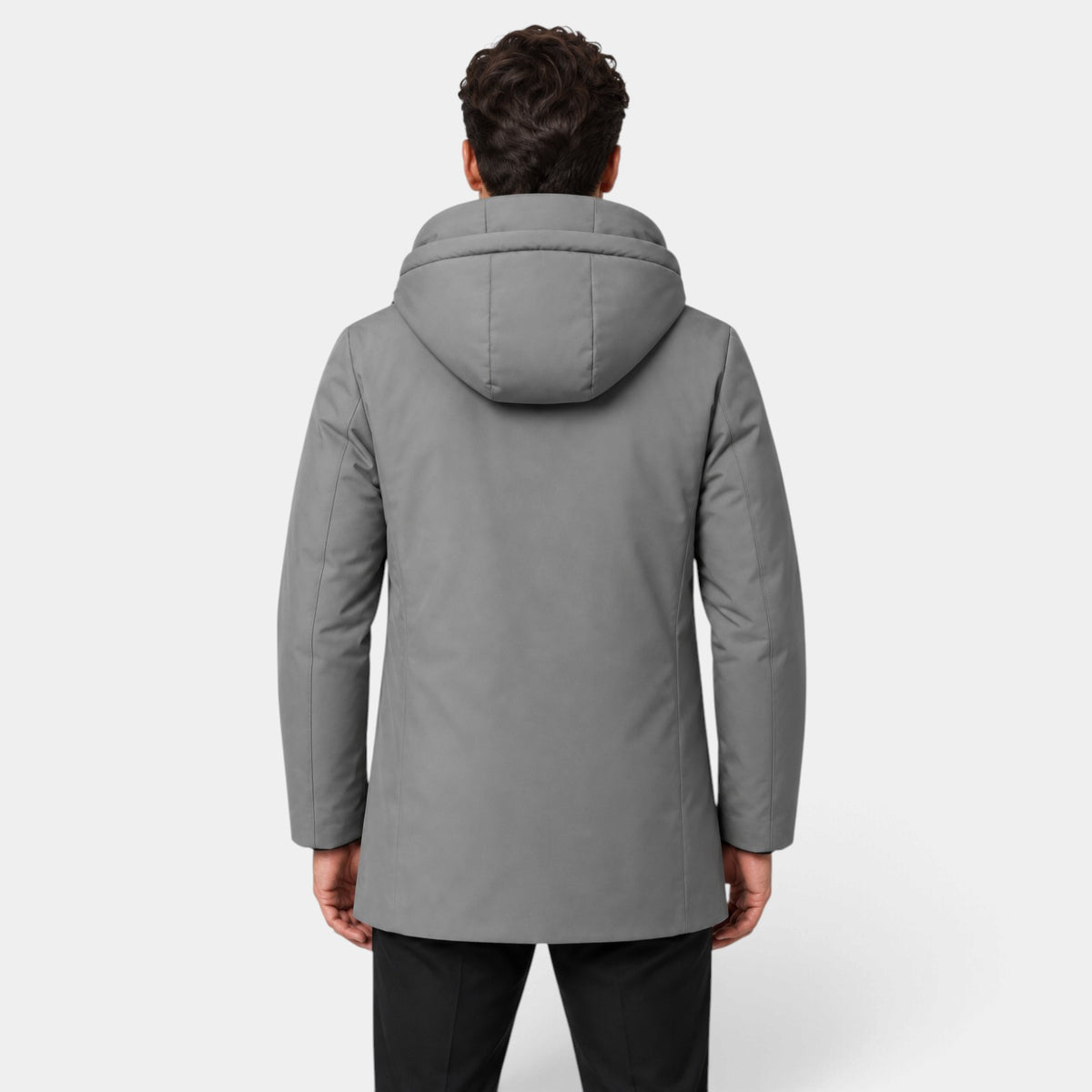 Parka Hombre con Capucha y Forro Acolchado Largo Medio