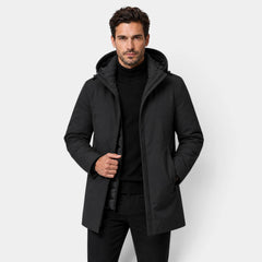 Parka Hombre con Capucha y Forro Acolchado Largo Medio