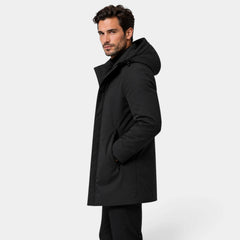 Parka Hombre con Capucha y Forro Acolchado Largo Medio