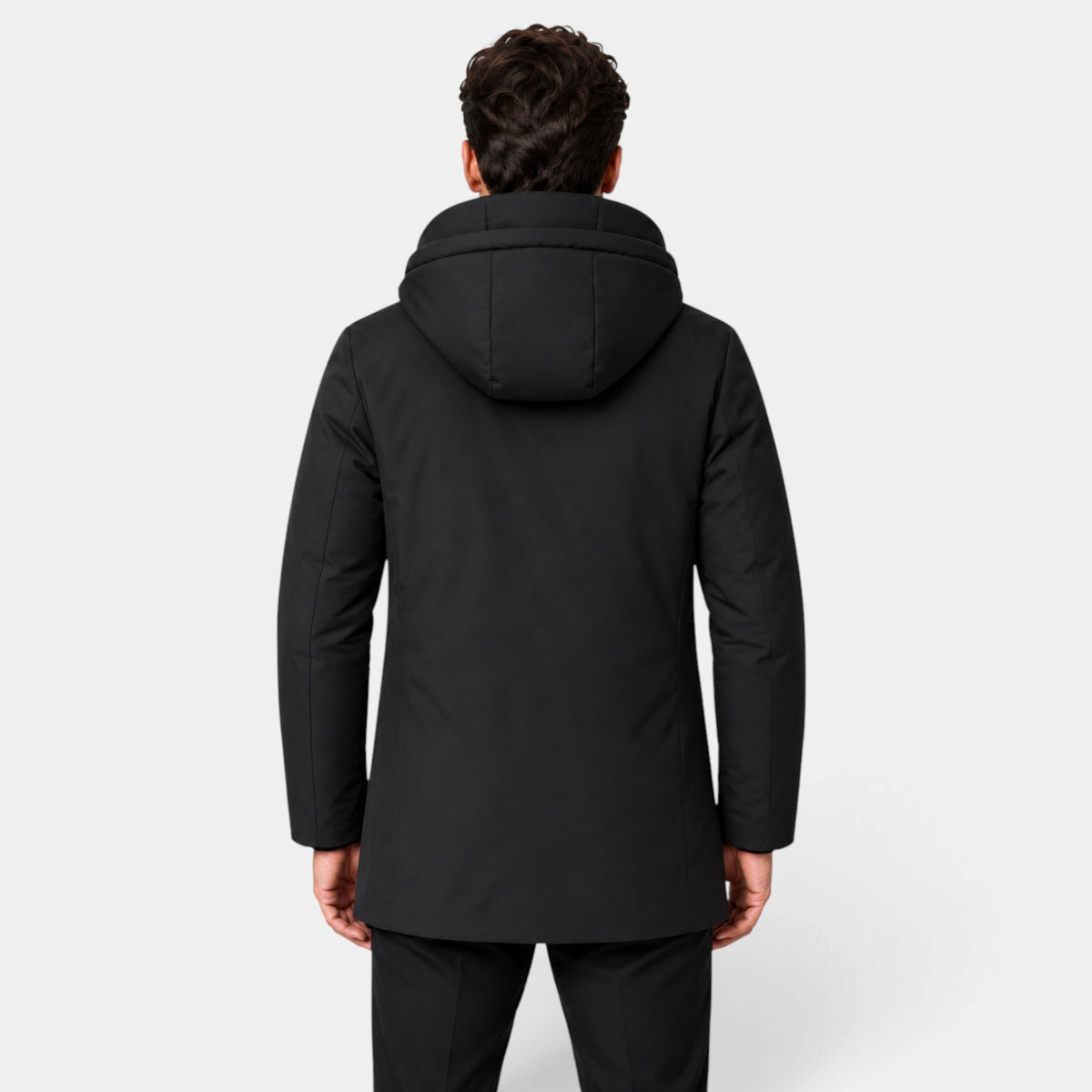 Parka Hombre con Capucha y Forro Acolchado Largo Medio