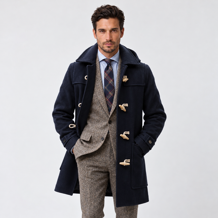 Men's Hooded Duffle Coat - Warm Winter Coat