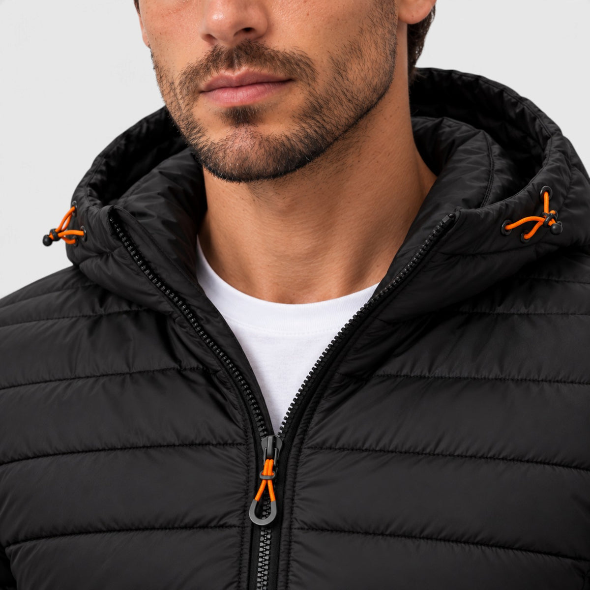 Chaqueta Acolchada con Capucha para Hombre Cremallera Completa