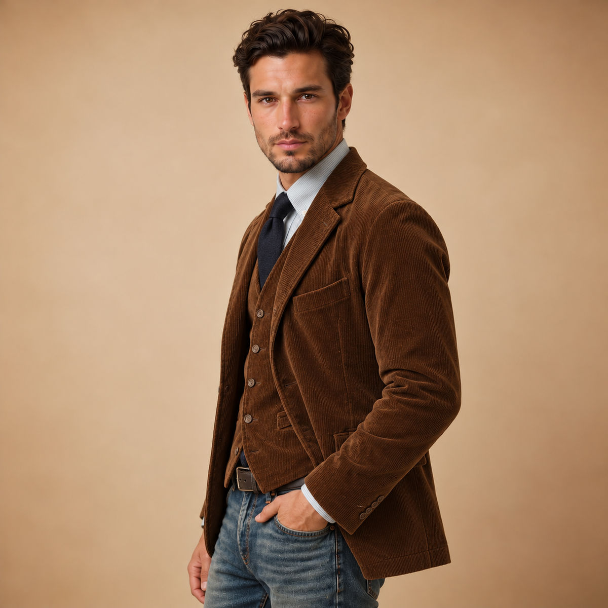 Men's Retro Corduroy Blazer - Winter Sport Coat