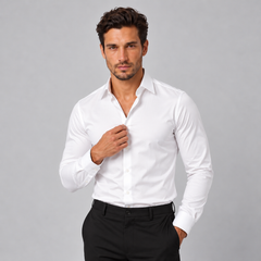Camisa Hombre Slim Fit Elástica Acabado Satinado