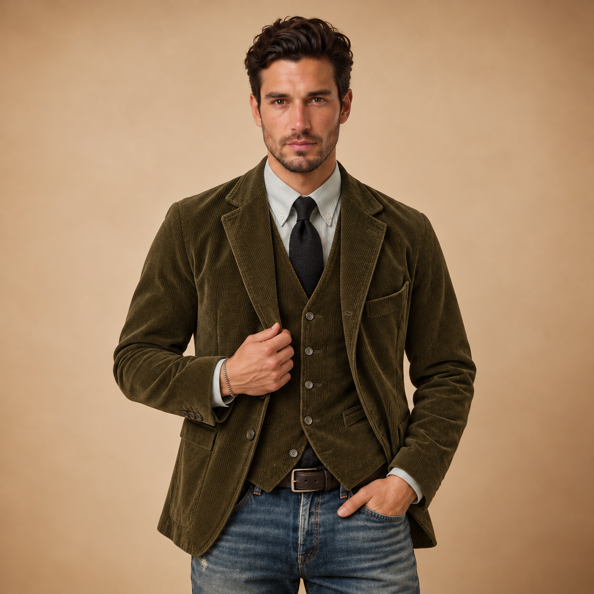Men's Retro Corduroy Blazer - Winter Sport Coat
