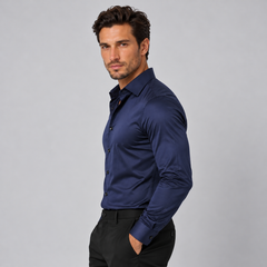 Camisa Hombre Slim Fit Elástica Acabado Satinado