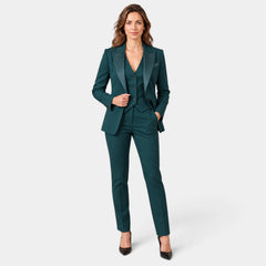 Traje de Tres Piezas Mujer Solapas de Pico