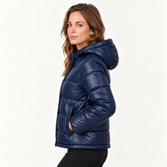 Chaqueta Acolchada Mujer con Capucha y Bolsillos