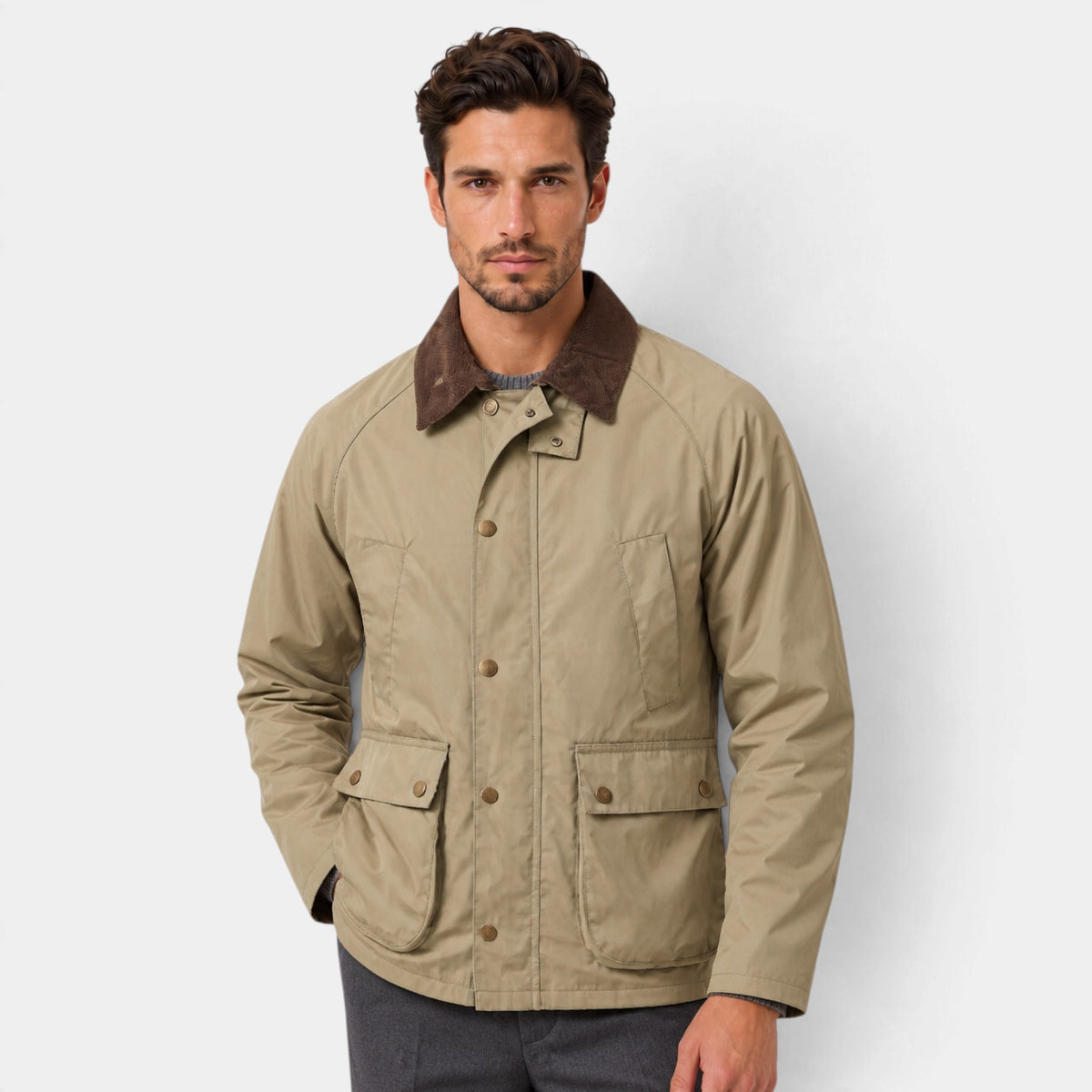 Men's Vintage Workwear Jacket with Corduroy Collar