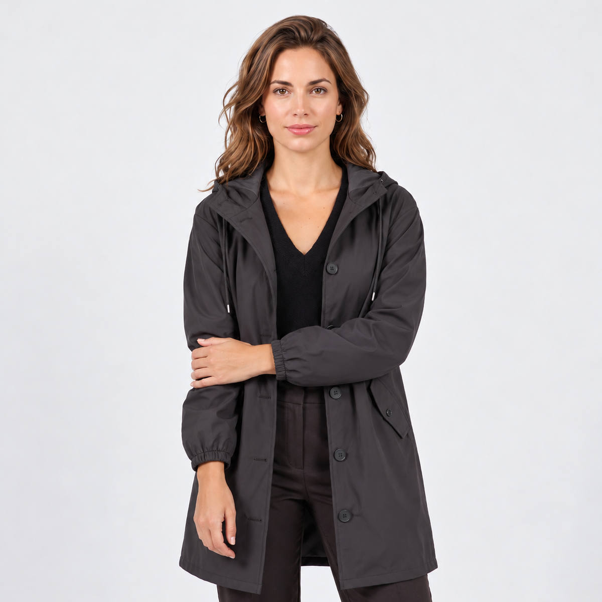 Women's Long Waterproof Hooded Raincoat - Plus Sizes to 5XL