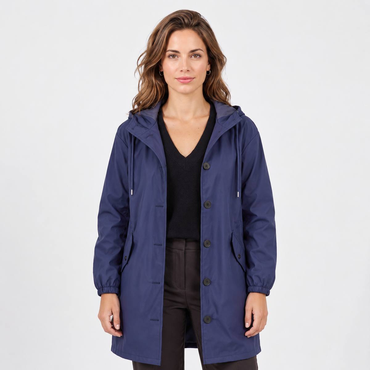 Women's Long Waterproof Hooded Raincoat - Plus Sizes to 5XL