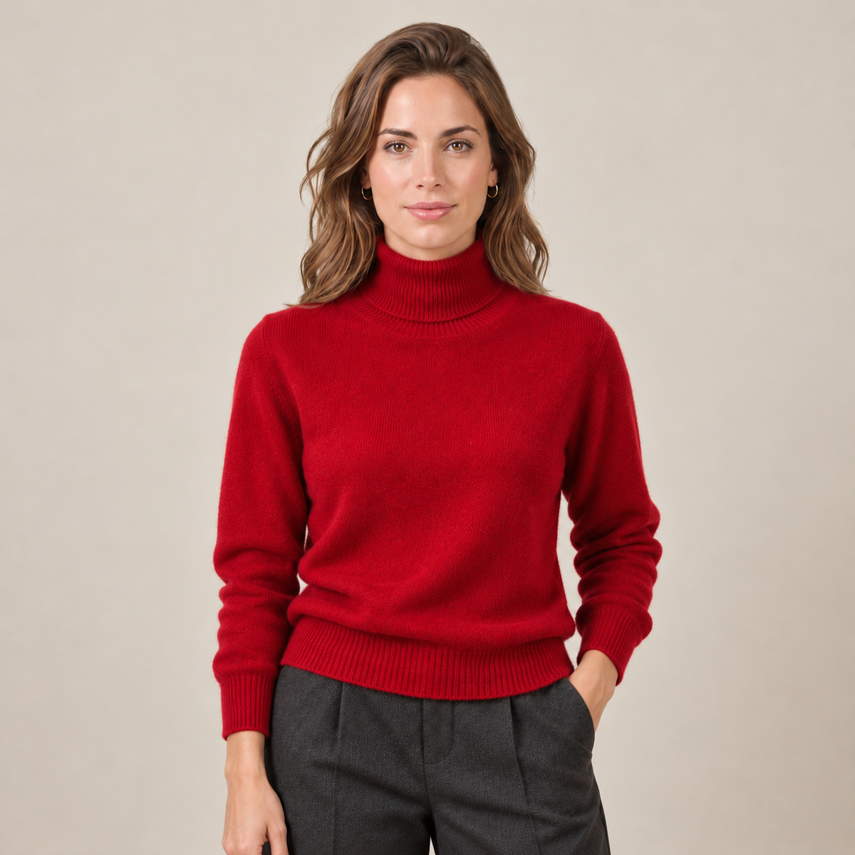 Women's Cashmere Turtleneck Knit Sweater - Lightweight Pullover