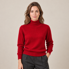 Women's Cashmere Turtleneck Knit Sweater - Lightweight Pullover