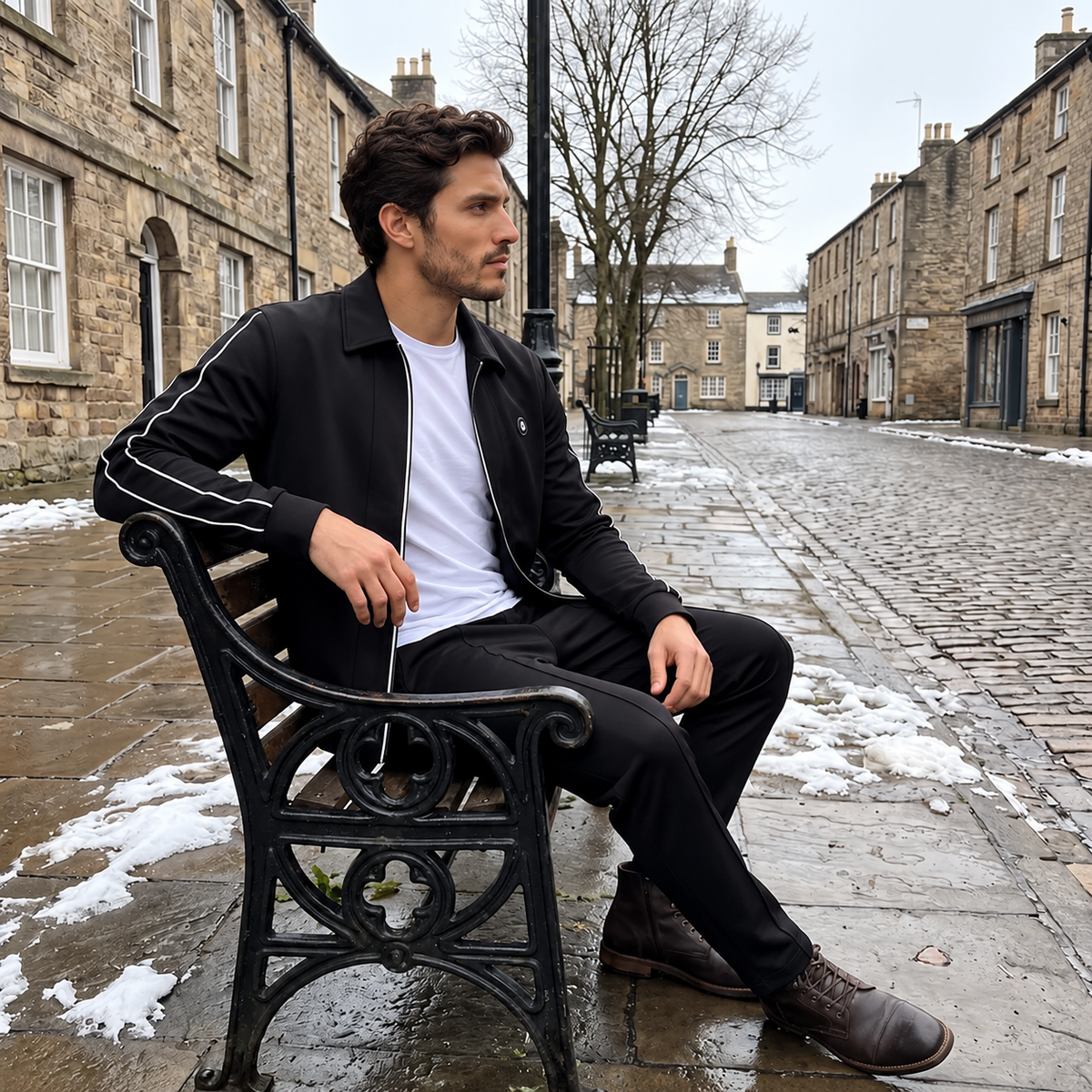 Men's Full-Zip Tracksuit Set - Jacket and Jogger Pants