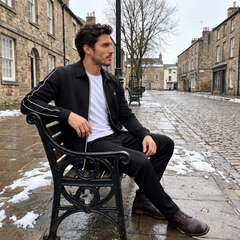 Men's Full-Zip Tracksuit Set - Jacket and Jogger Pants